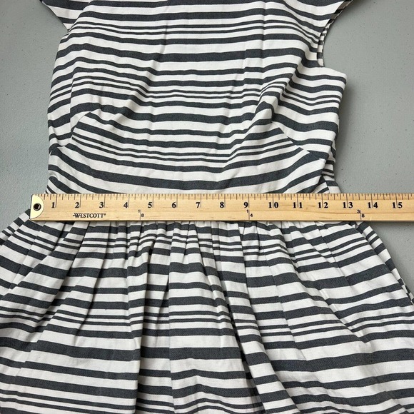 Slate and Willow Womens Dress 0 Striped‎ Open Bow Back Cap Sleeve Black White - Picture 12 of 15